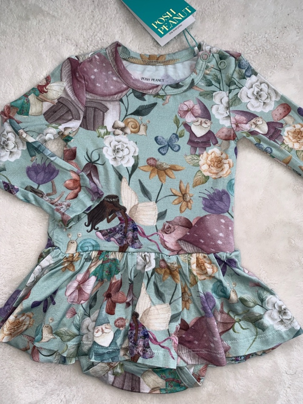 NWT Posh Peanut Faye Bamboo Twirl Skirt Bodysuit Dress Fairies 3-6M - Picture 4 of 7